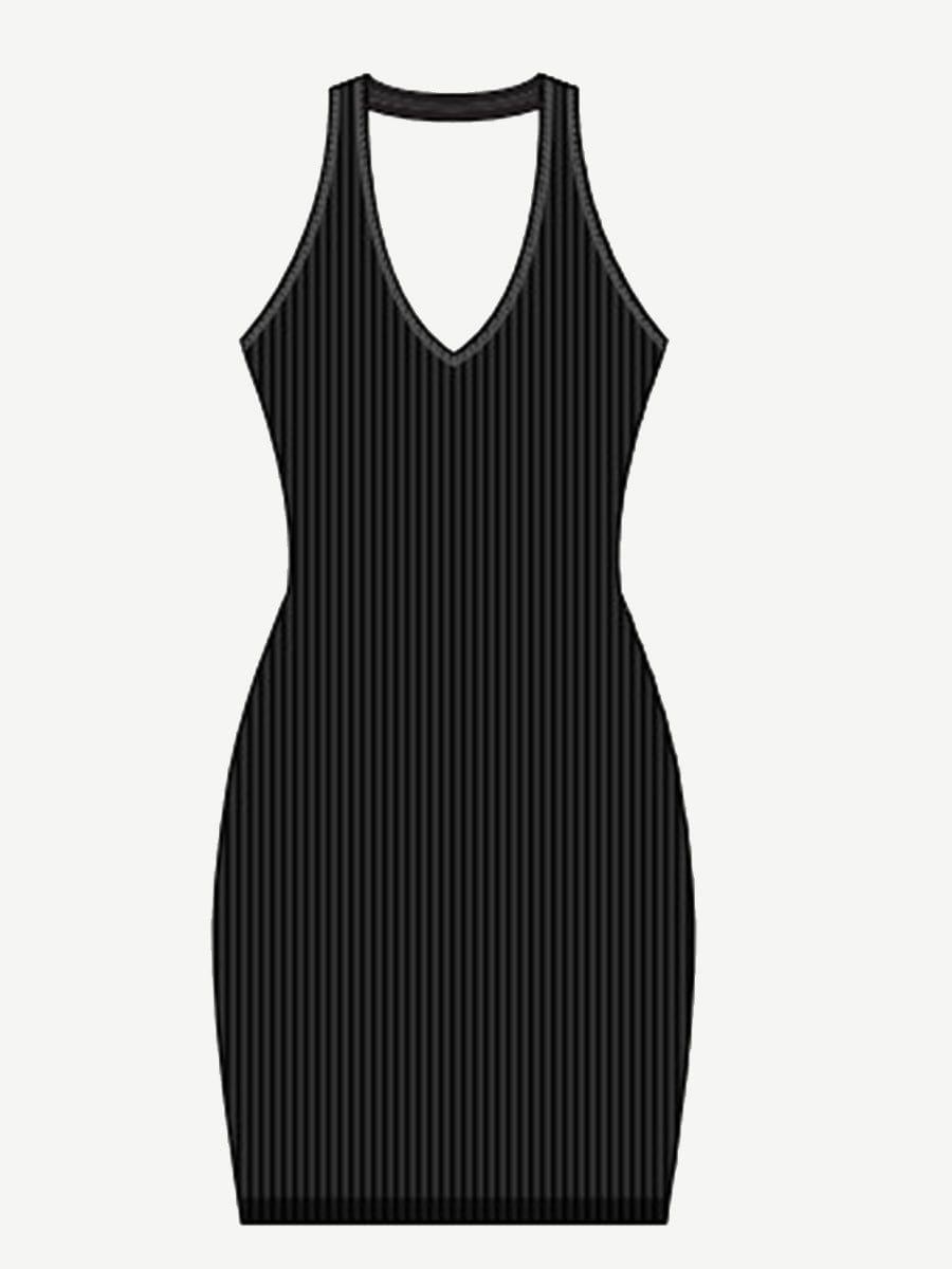 Seamless Halter Neck Deep U Outer Wear Dress