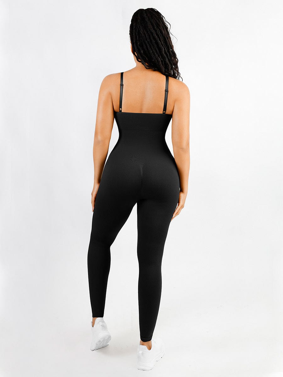 High Stretchy Seamless Tummy Control Jumpsuit Removable cup pads