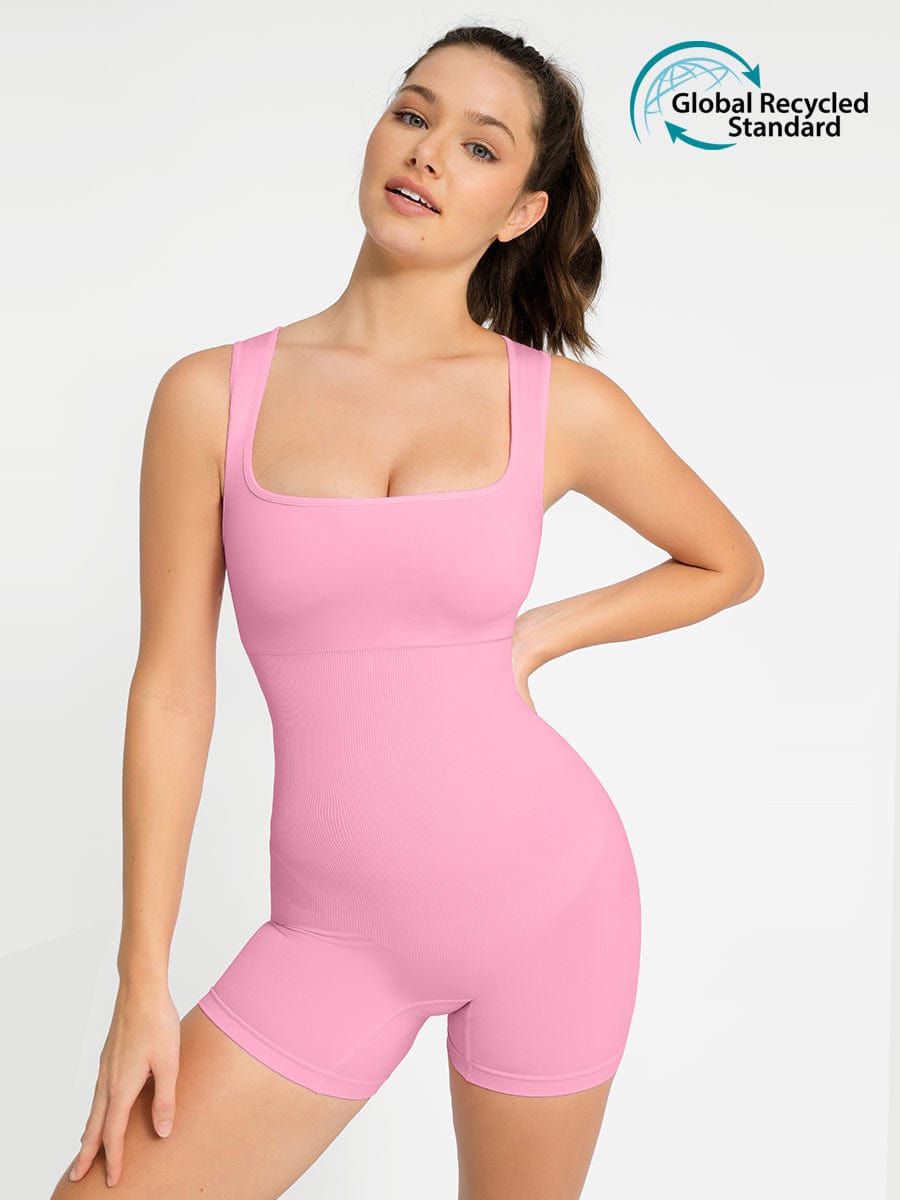 Wholesale?ÙÎÀ Eco-friendly Seamless Square Neck Waist and Belly Shaping Jumpsuit