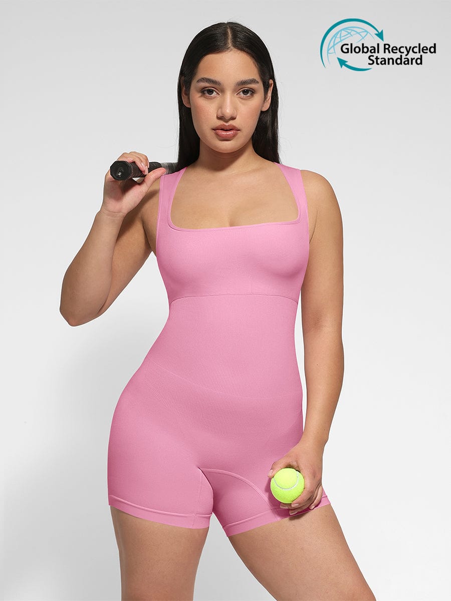 Wholesale?ÙÎÀ Eco-friendly Seamless Square Neck Waist and Belly Shaping Jumpsuit