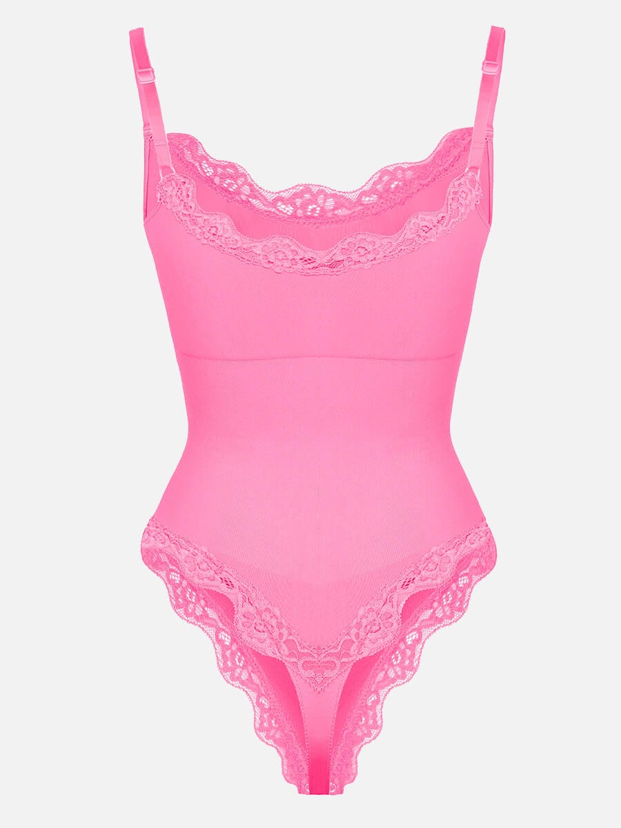 Seamless lace Cami Waist Abdomen Shaping Thong Bodysuit