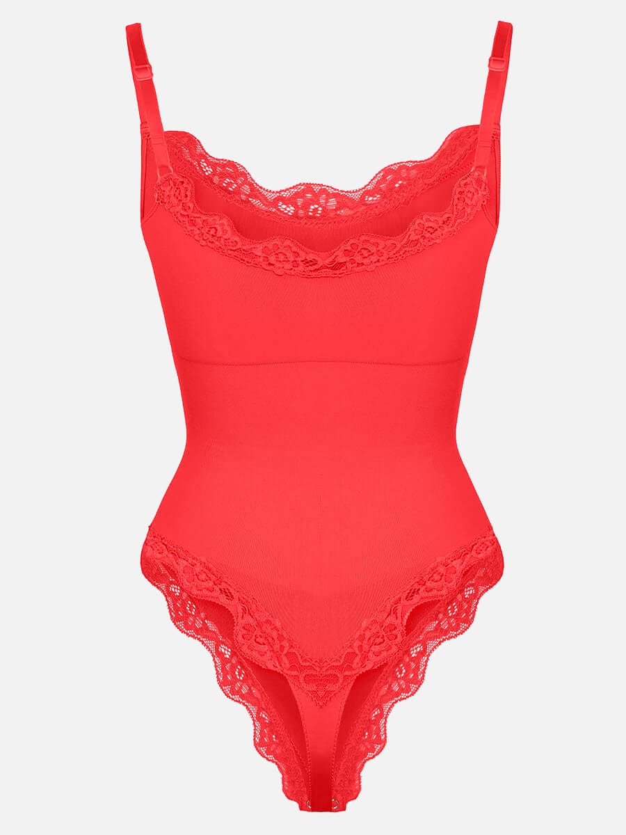 Seamless lace Cami Waist Abdomen Shaping Thong Bodysuit
