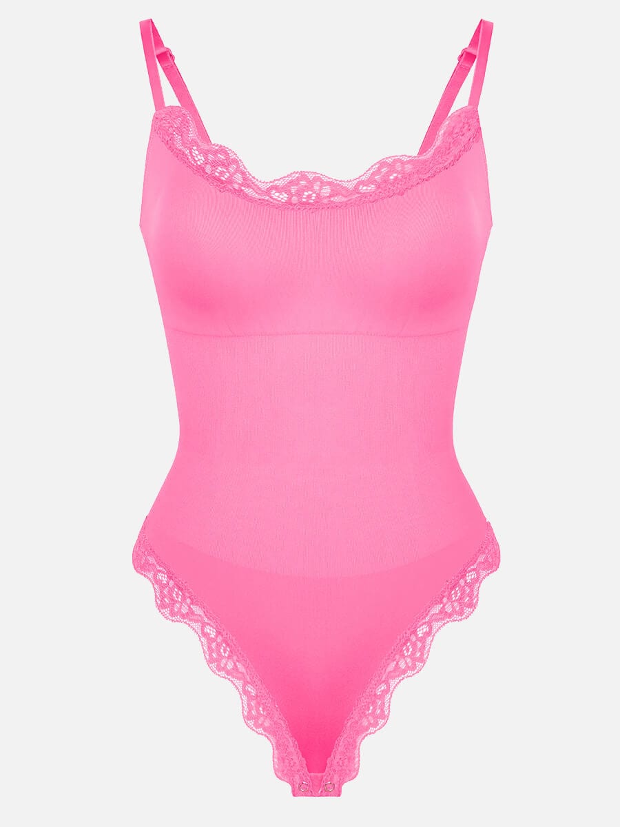 Seamless lace Cami Waist Abdomen Shaping Thong Bodysuit