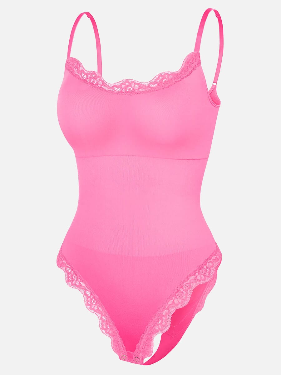 Seamless lace Cami Waist Abdomen Shaping Thong Bodysuit