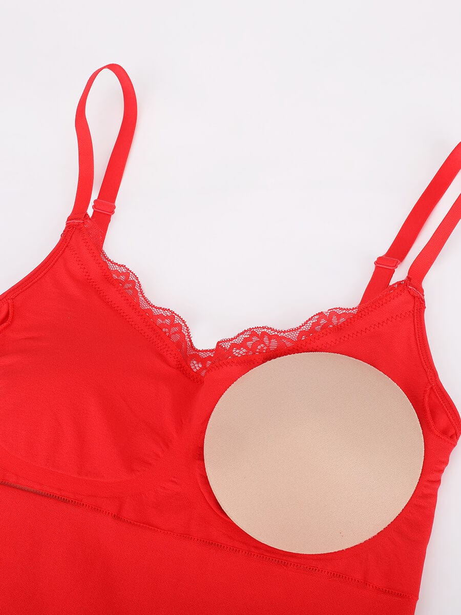 Seamless lace Cami Waist Abdomen Shaping Thong Bodysuit