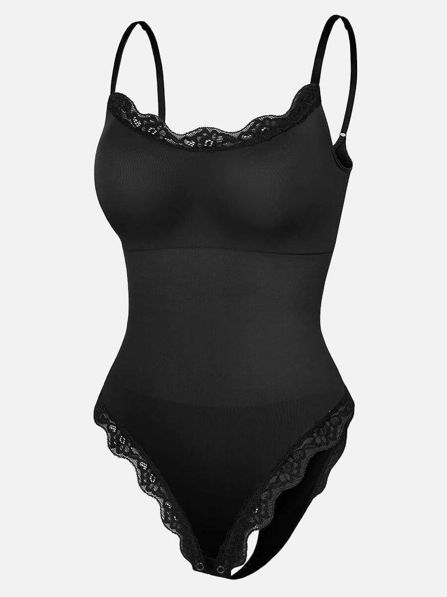 Seamless lace Cami Waist Abdomen Shaping Thong Bodysuit