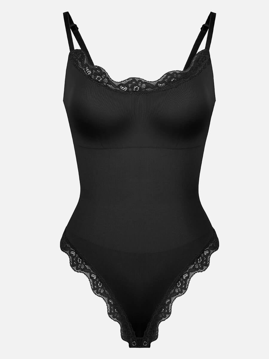 Seamless lace Cami Waist Abdomen Shaping Thong Bodysuit