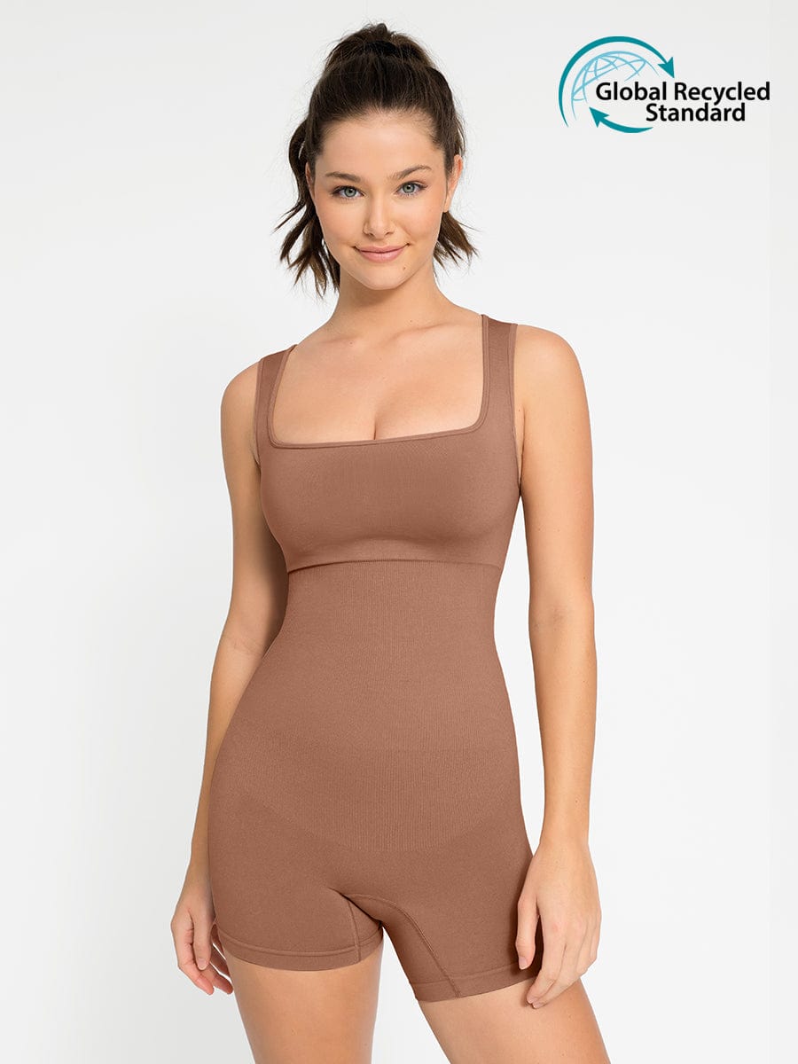 Wholesale?ÙÎÀ Eco-friendly Seamless Square Neck Waist and Belly Shaping Jumpsuit