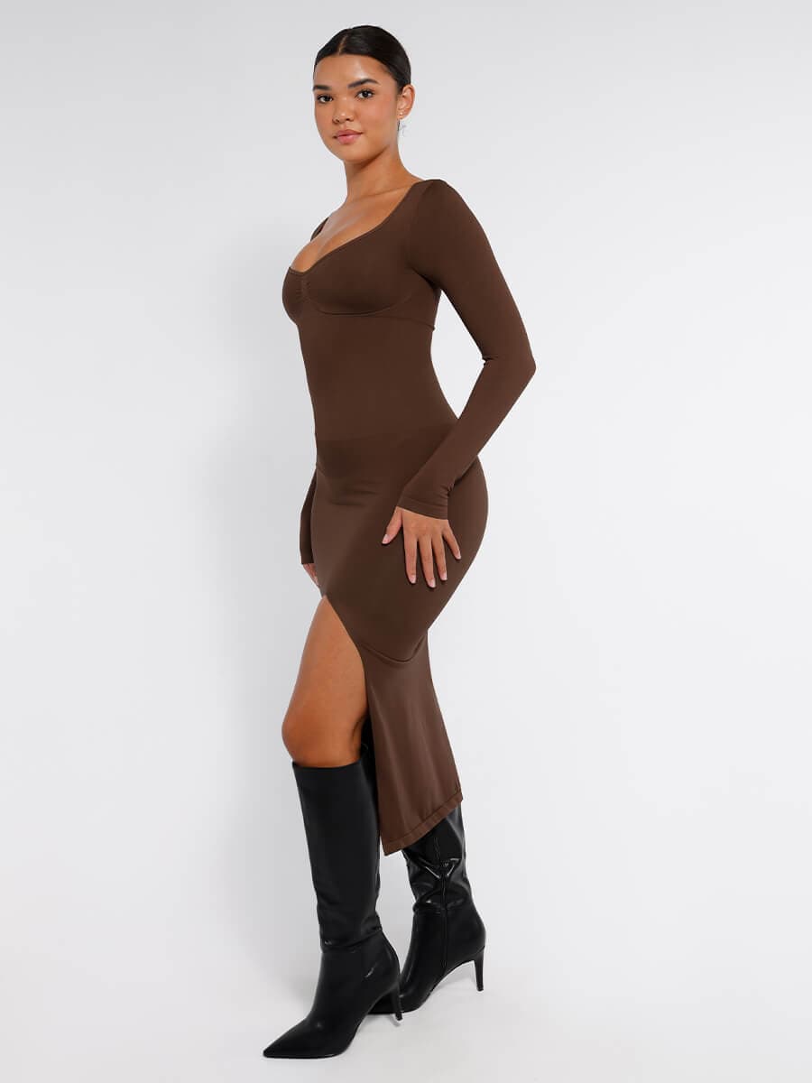 Wholesale?ÙÎÀ Eco-friendly Seamless Bust Support Tummy Control High Side Slit Shaping Dress
