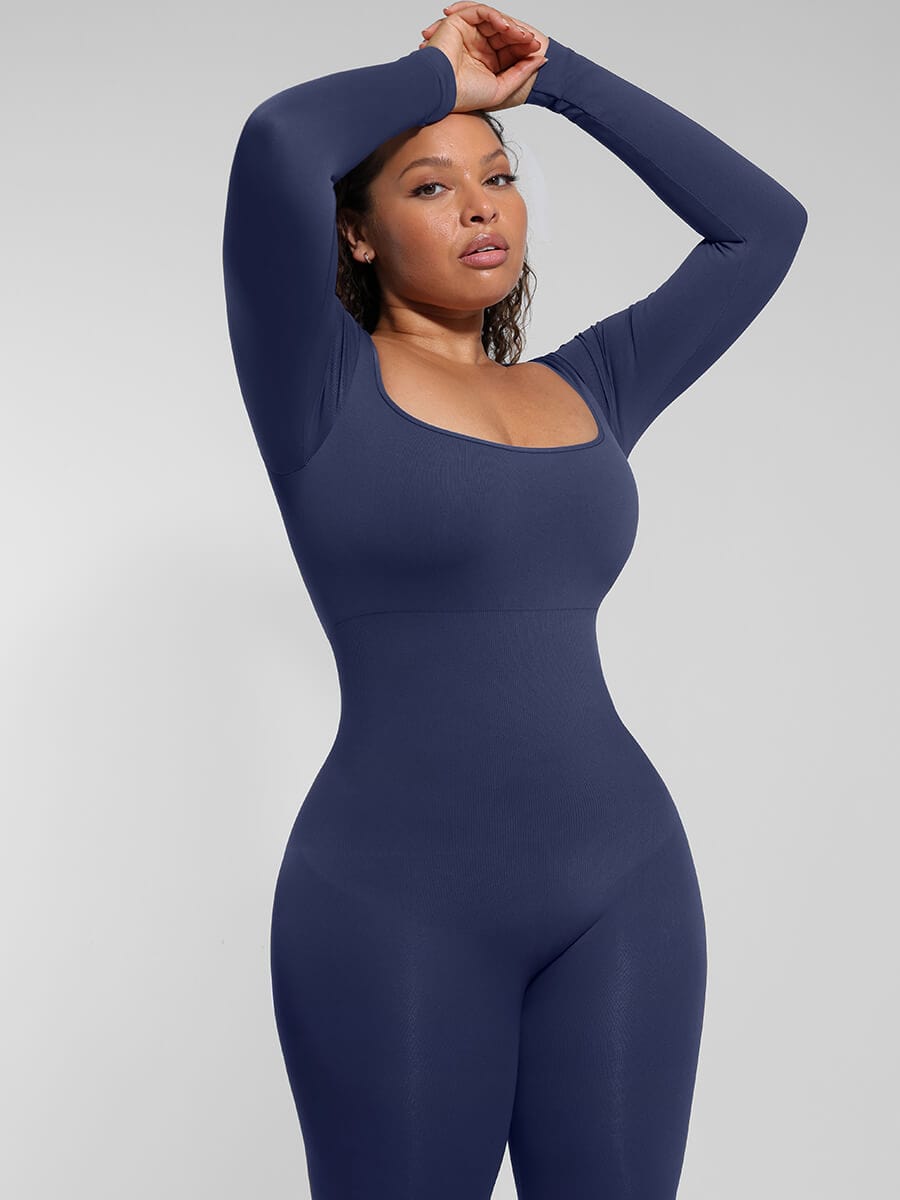 Seamless Inverted T-shoulder one-piece Flared Pants