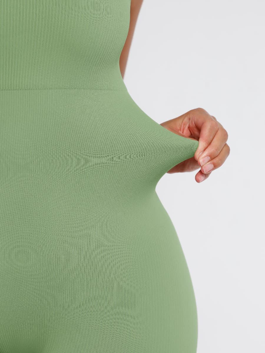 High Stretchy Seamless Tummy Control Jumpsuit Removable cup pads