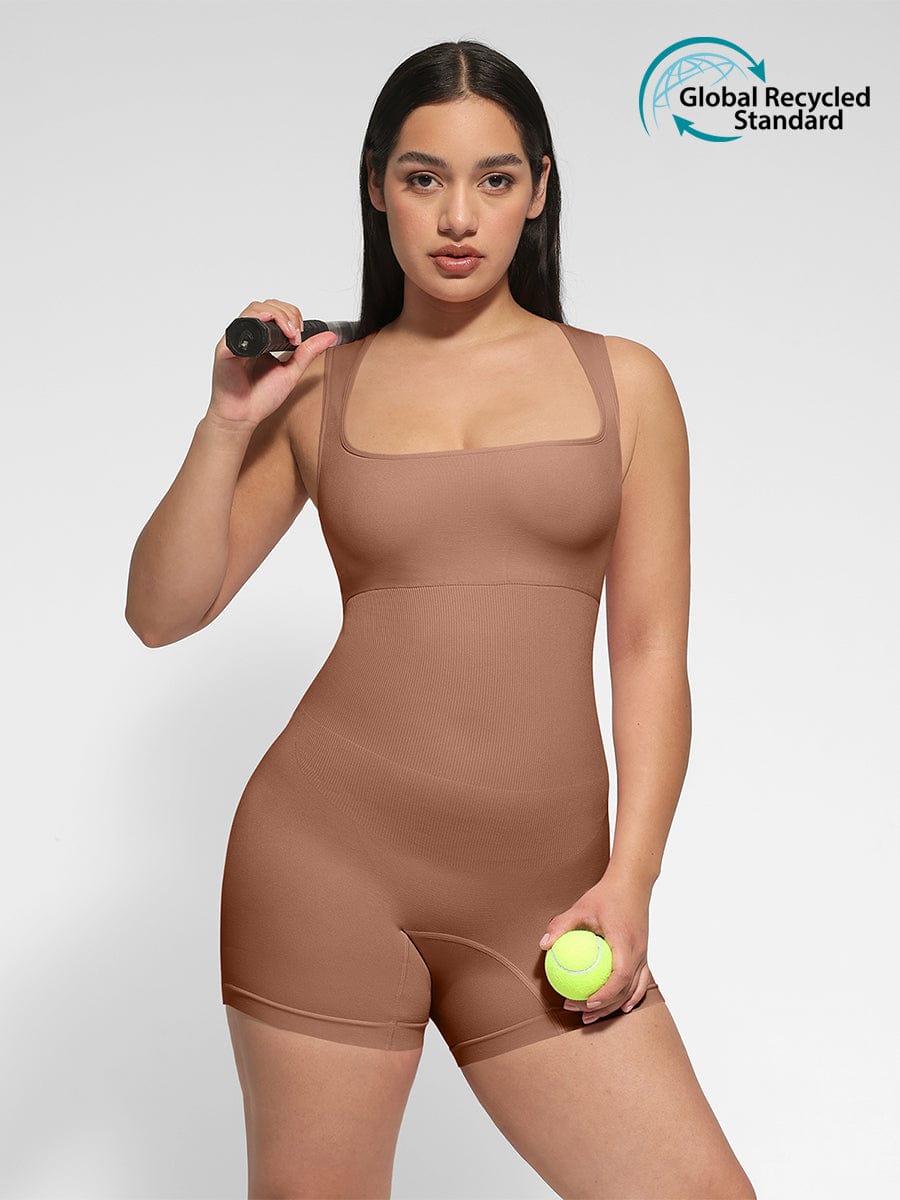 Wholesale?ÙÎÀ Eco-friendly Seamless Square Neck Waist and Belly Shaping Jumpsuit