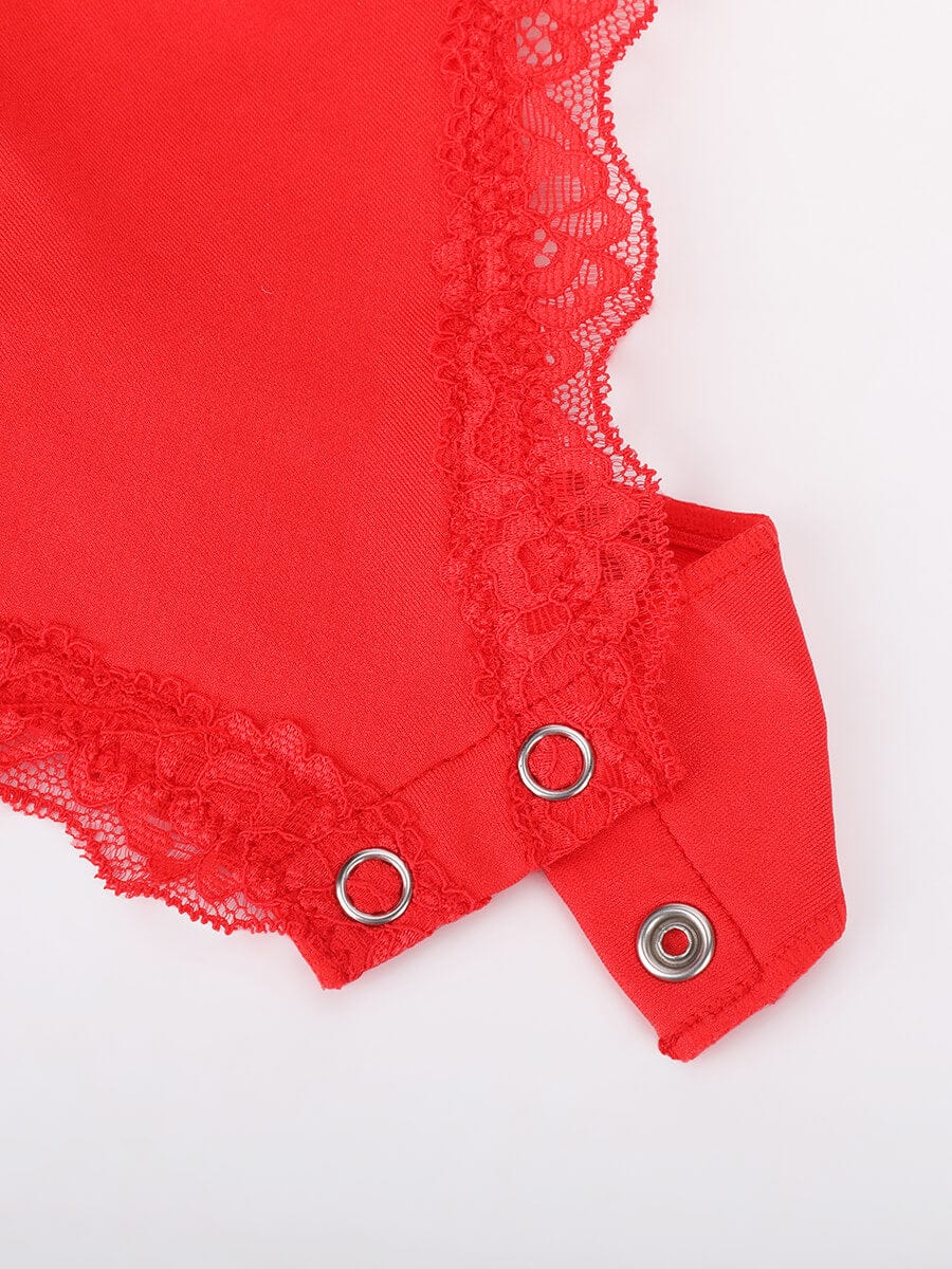 Seamless lace Cami Waist Abdomen Shaping Thong Bodysuit