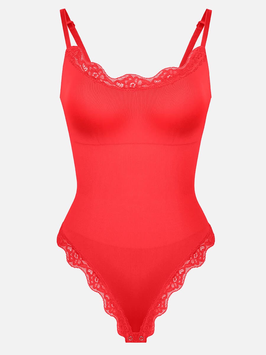 Seamless lace Cami Waist Abdomen Shaping Thong Bodysuit