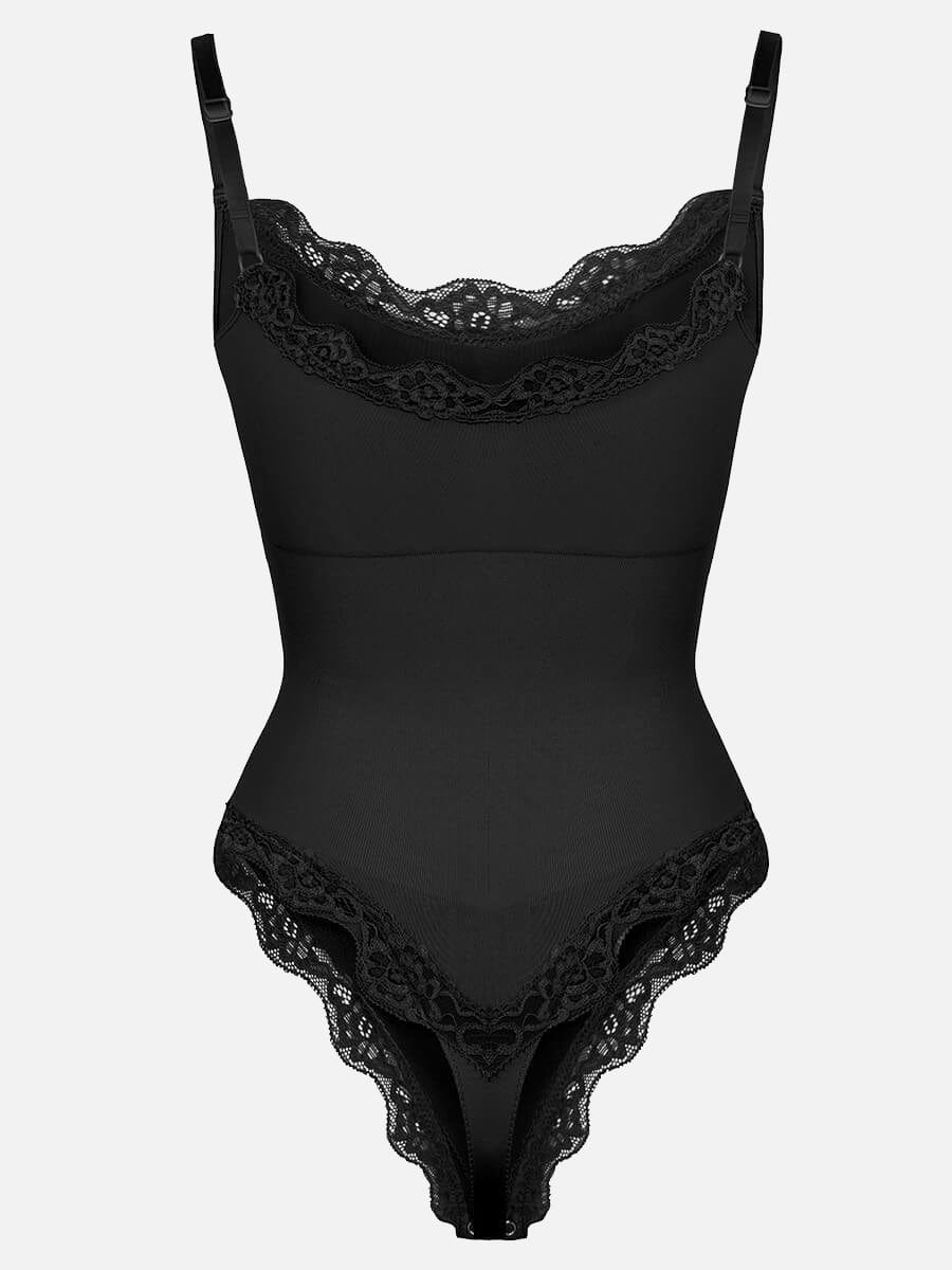 Seamless lace Cami Waist Abdomen Shaping Thong Bodysuit