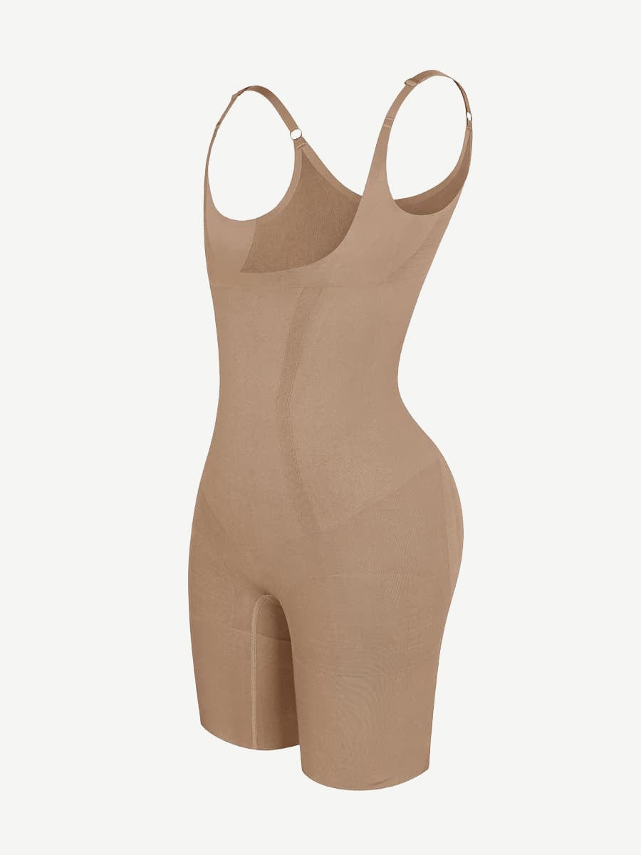 Seamless Open-Bust Mid-Thigh Bodysuit
