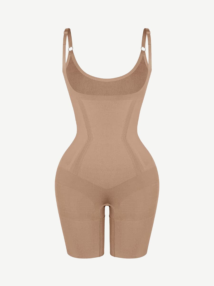 Seamless Open-Bust AbdomenŒæFlattening Mid-Thigh Bodysuit