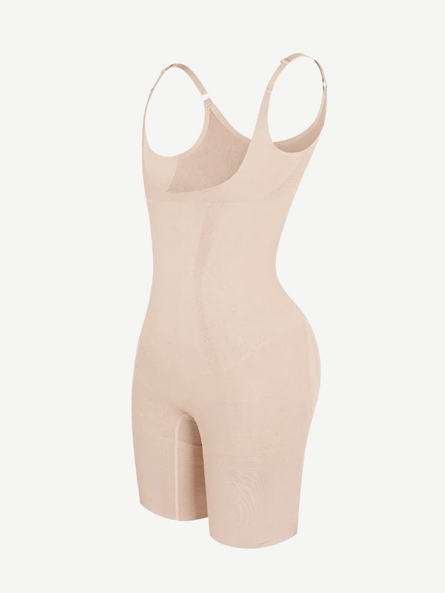 Seamless Open-Bust Mid-Thigh Bodysuit