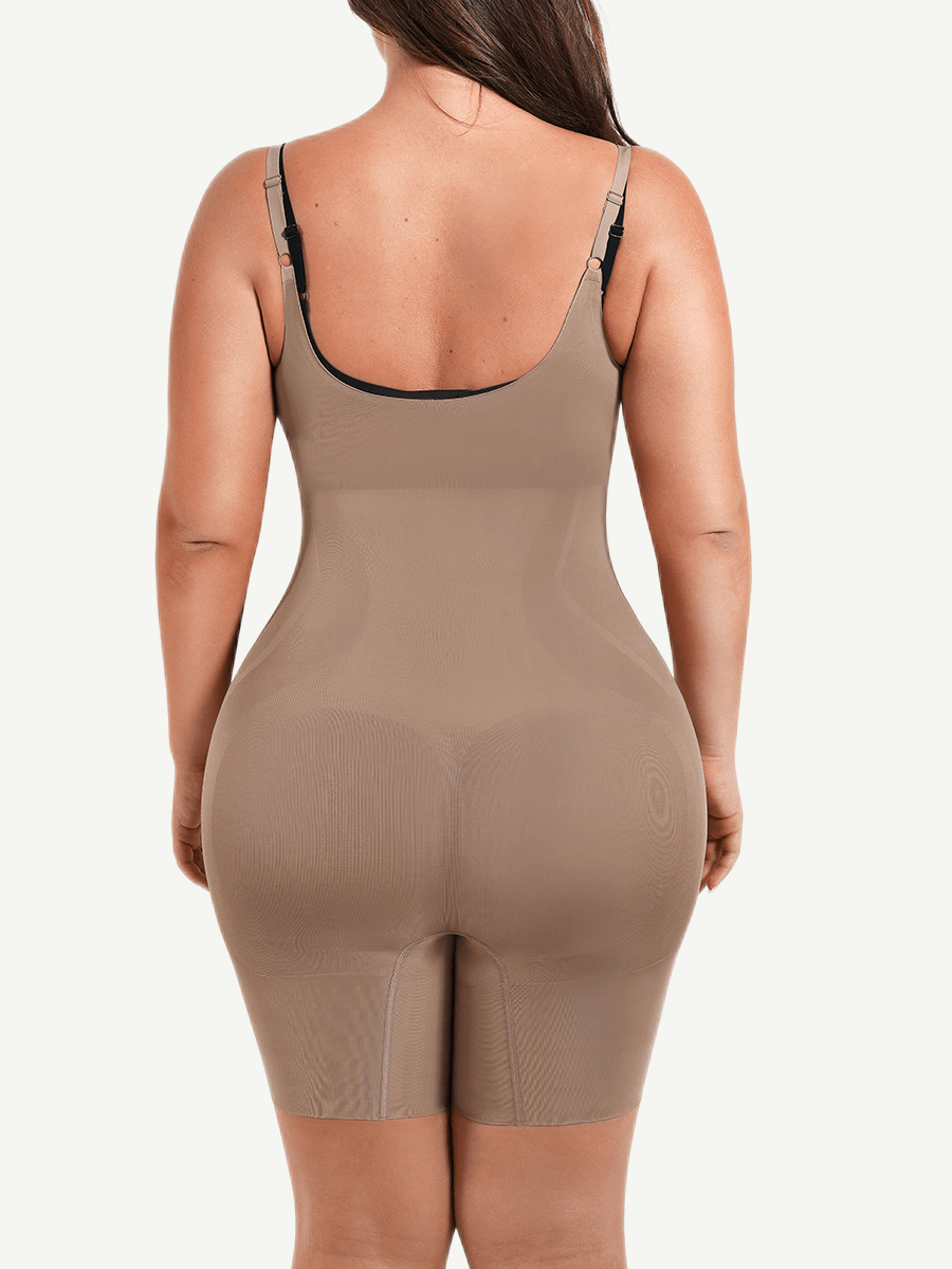 Seamless Open-Bust Mid-Thigh Bodysuit