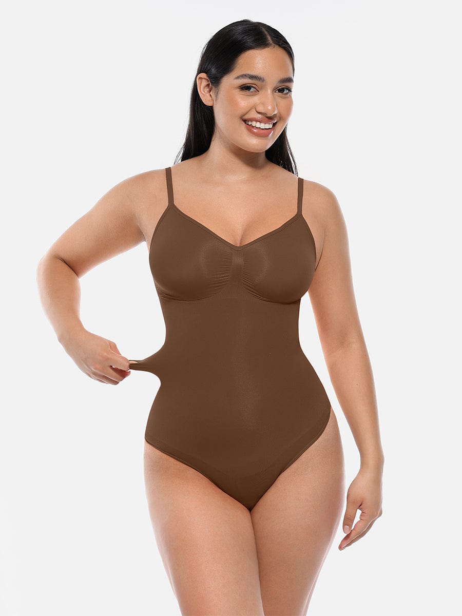 Seamless Scultp Covered Bust Jumpsuit Thong Bodysuit