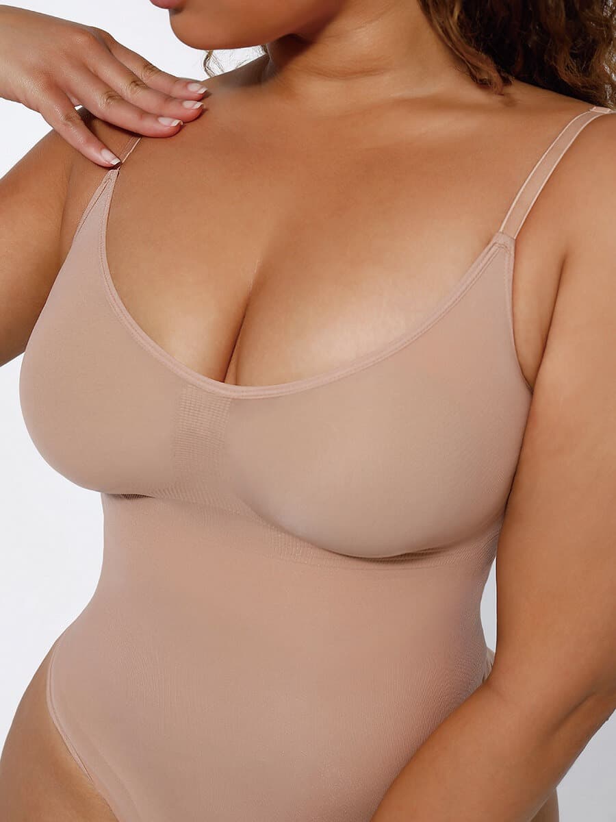 Seamless Covered Bust Jumpsuit Thong Bodysuit