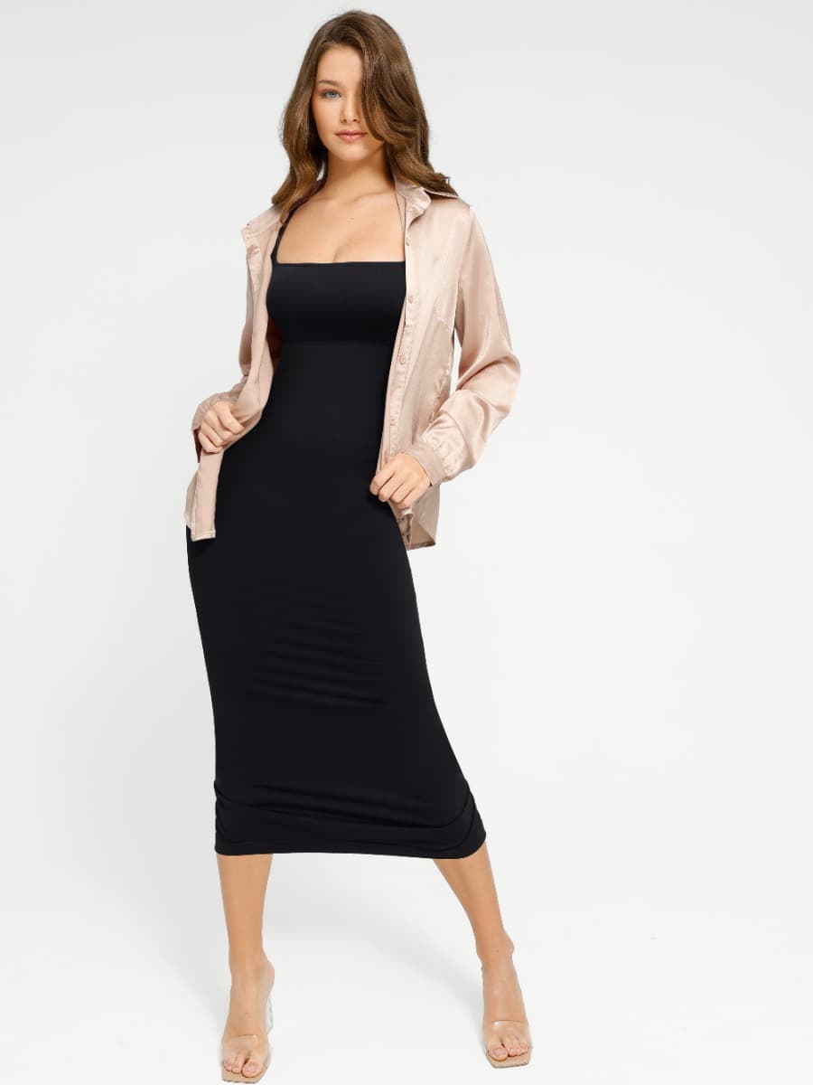 Eco-friendly Seamless 360ŒÁ Waist Control Spaghetti Strap Suspender Long Skirt