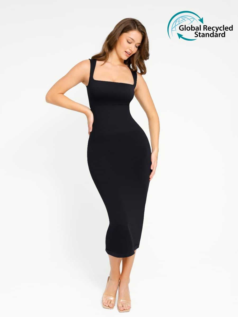 Eco-friendly Seamless 360 Waist Control Spaghetti Strap Suspender Long Skirt