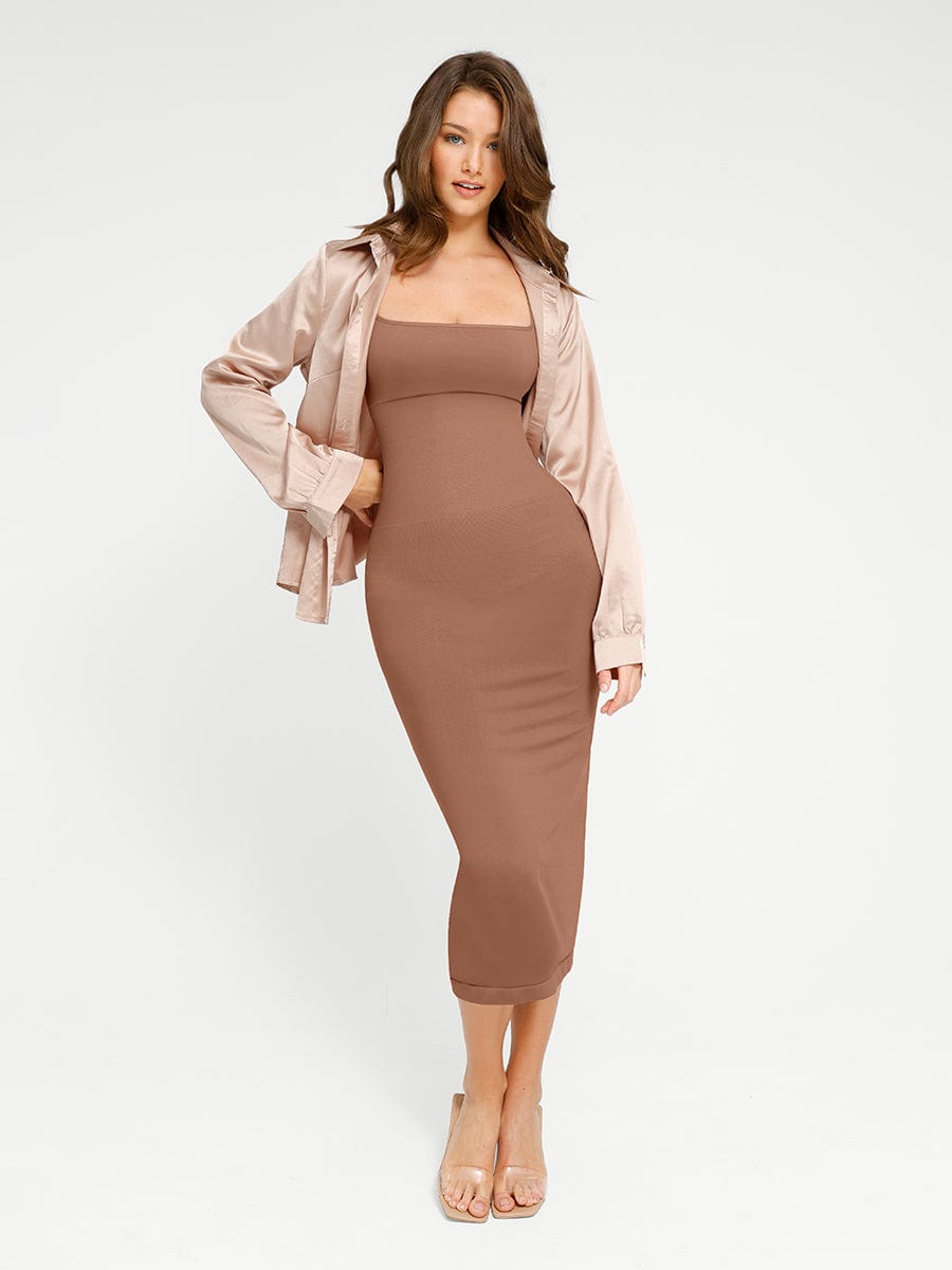 Eco-friendly Seamless 360ŒÁ Waist Control Spaghetti Strap Suspender Long Skirt