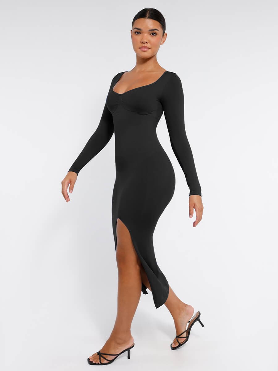 Wholesale?ÙÎÀ Eco-friendly Seamless Bust Support Tummy Control High Side Slit Shaping Dress