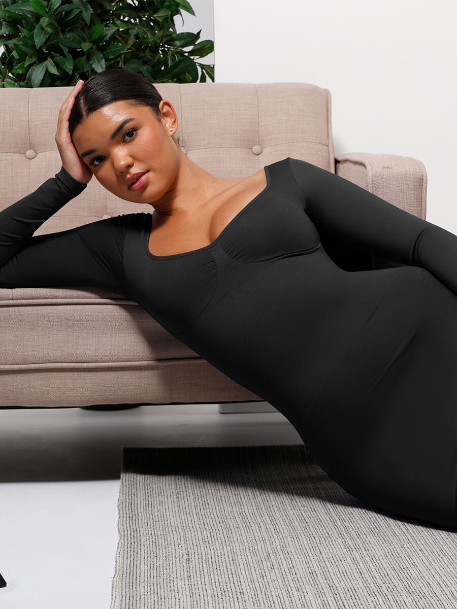 Wholesale?ÙÎÀ Eco-friendly Seamless Bust Support Tummy Control High Side Slit Shaping Dress