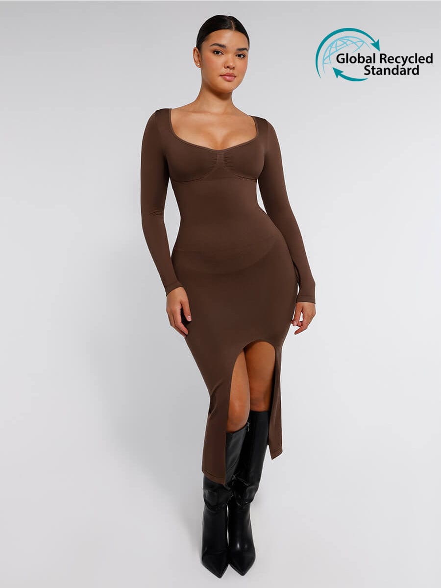 Wholesale?ÙÎÀ Eco-friendly Seamless Bust Support Tummy Control High Side Slit Shaping Dress