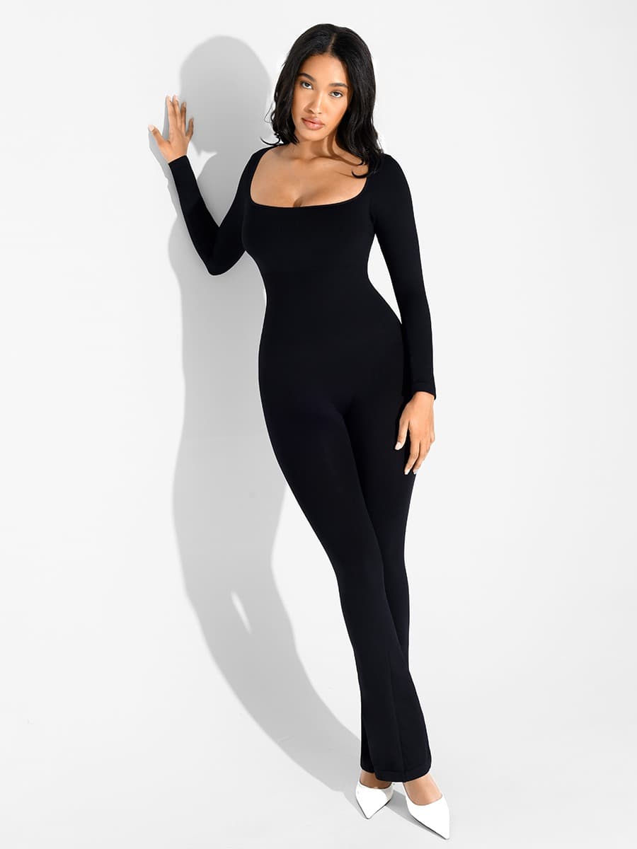 Seamless Inverted T-shoulder one-piece Flared Pants