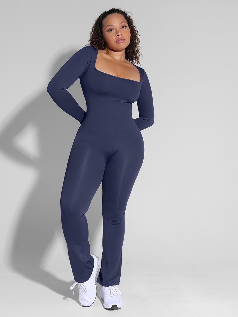 Seamless Inverted T-shoulder one-piece Flared Pants